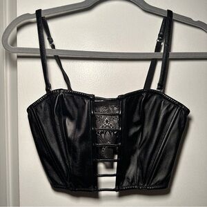 V.S. Black Strap Lace Detail Corset Crop Top